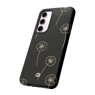 Black Tough Phone Case for Samsung - Obsidian Sand Petals