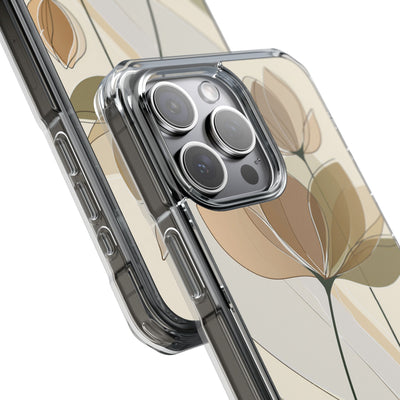 Beige Impact MagSafe Phone Case for iPhone - Muted Ochre Petals