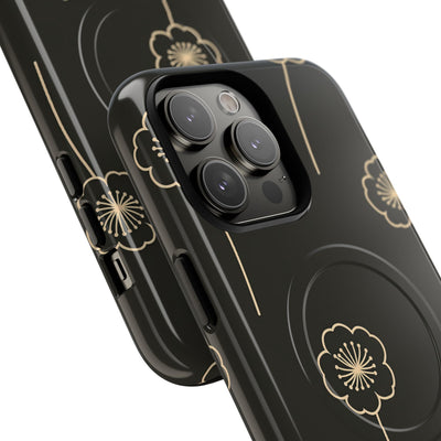 Black Tough 2.0 Magsafe Phone Case for iPhone - Obsidian Sand Petals