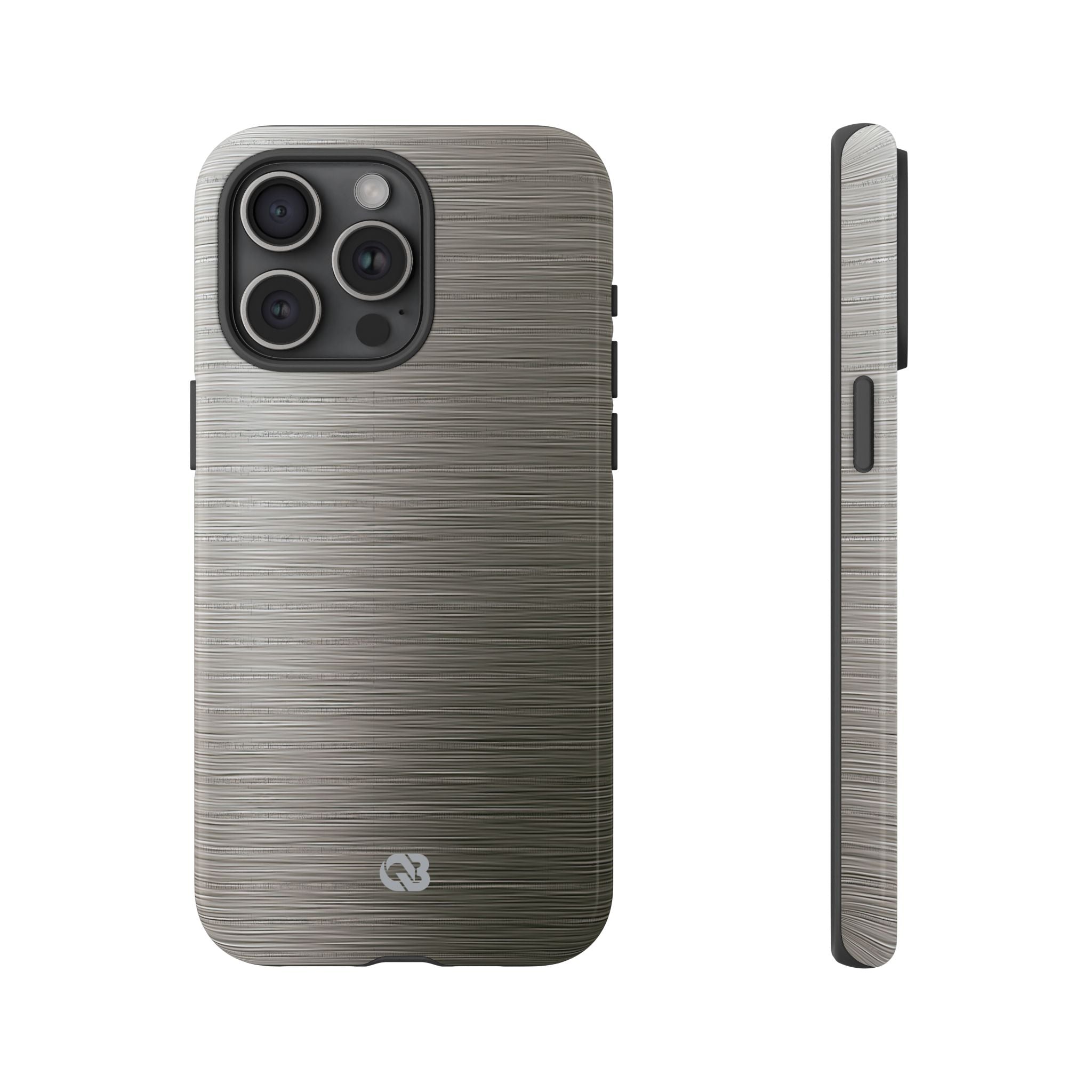 Grey Tough Phone Case for iPhone - Brushed Industrial Steel