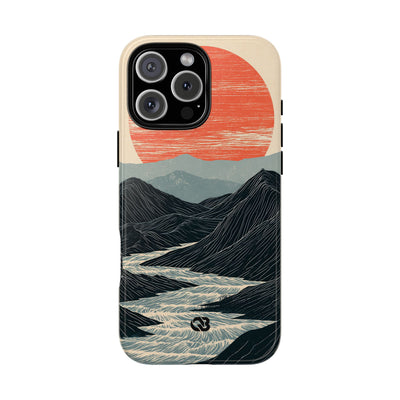 Beige Tough Phone Case for iPhone - Crimson Ridge Flow
