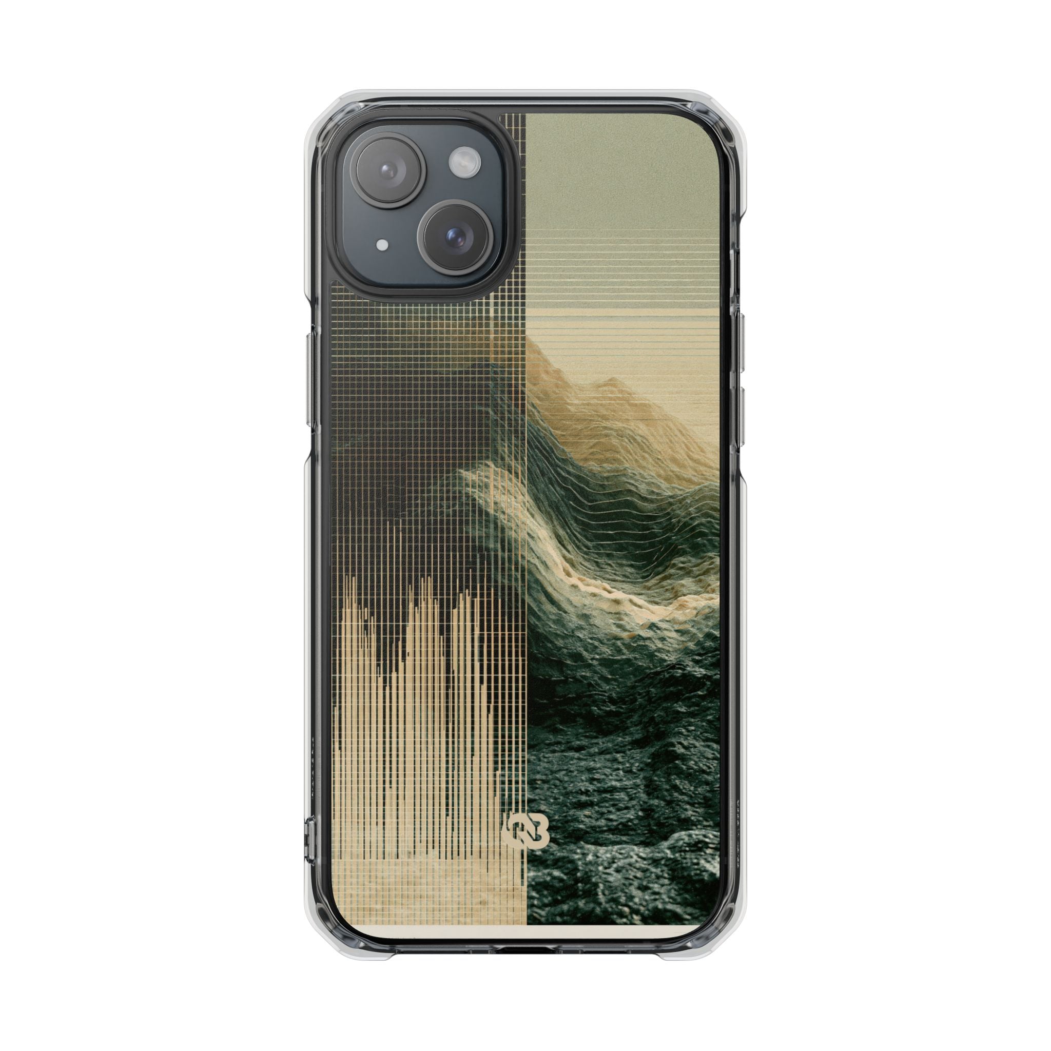 Beige Impact MagSafe Phone Case for iPhone - Veridian Data Ridge