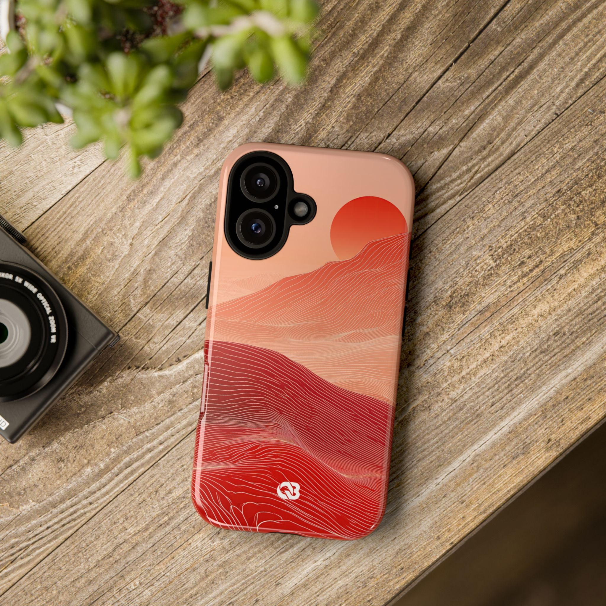 Red Tough Phone Case for iPhone - Crimson Ridge Lines