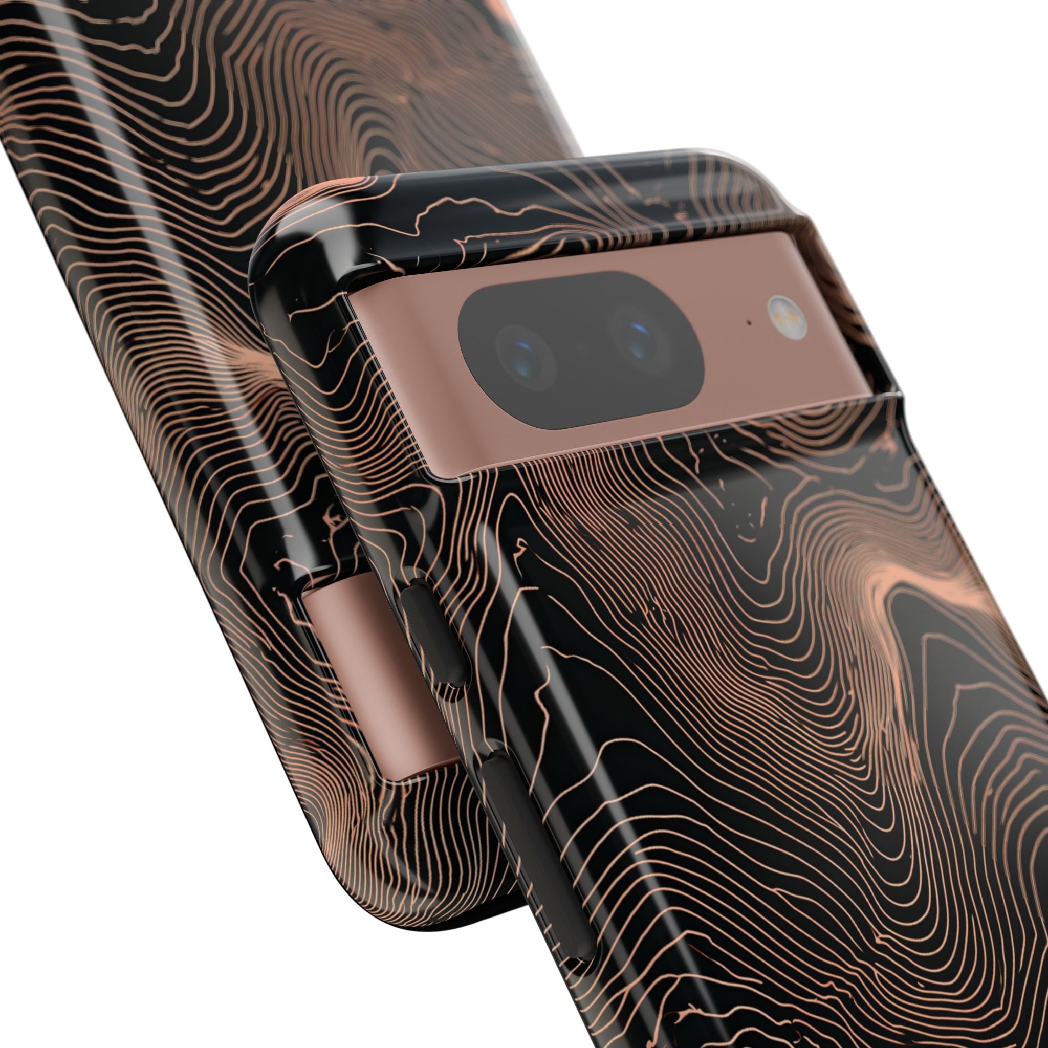 Orange Tough Phone Case for Google Pixel - Salmon Ridge Topo