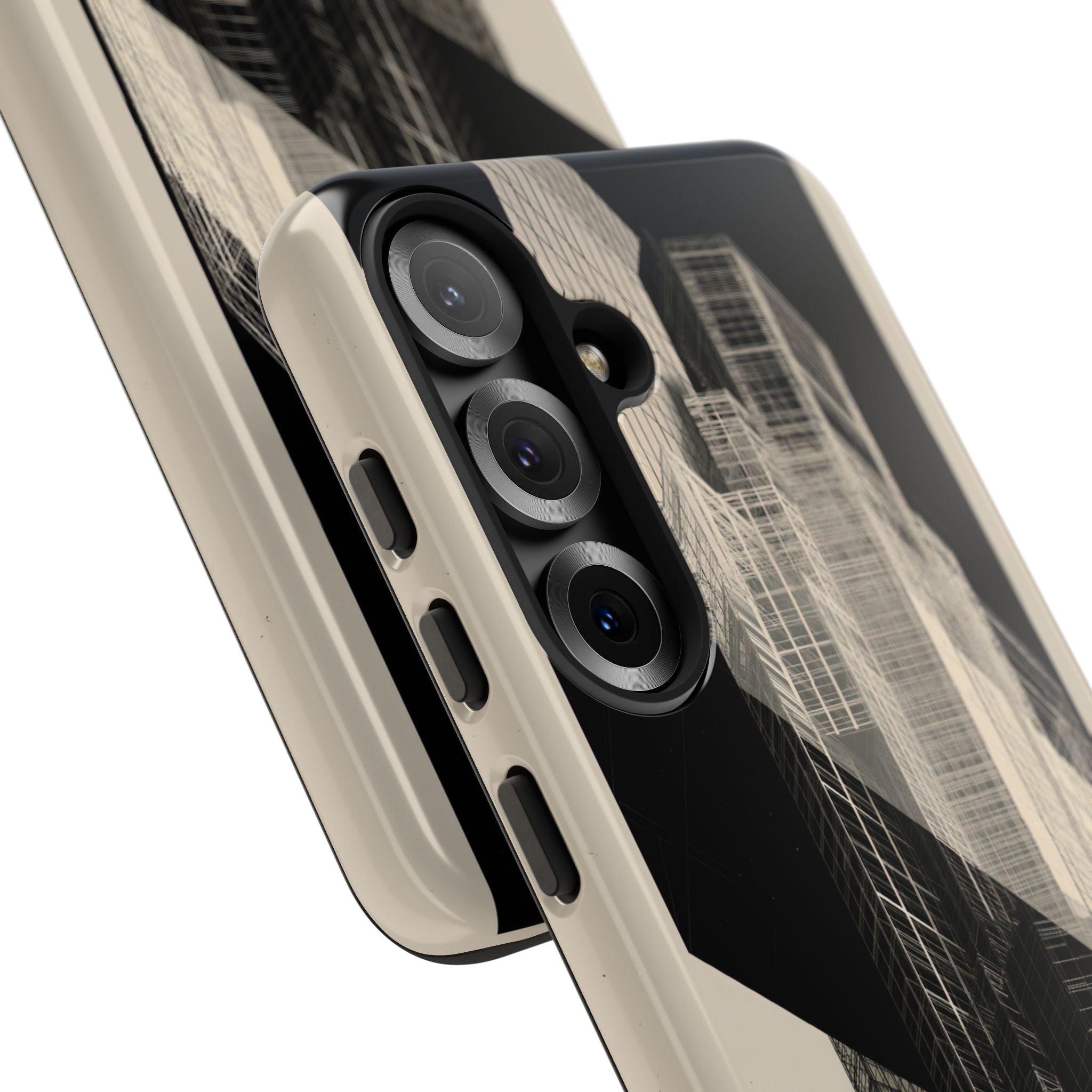 Beige Tough Phone Case for Samsung - Monolith Urban Grid