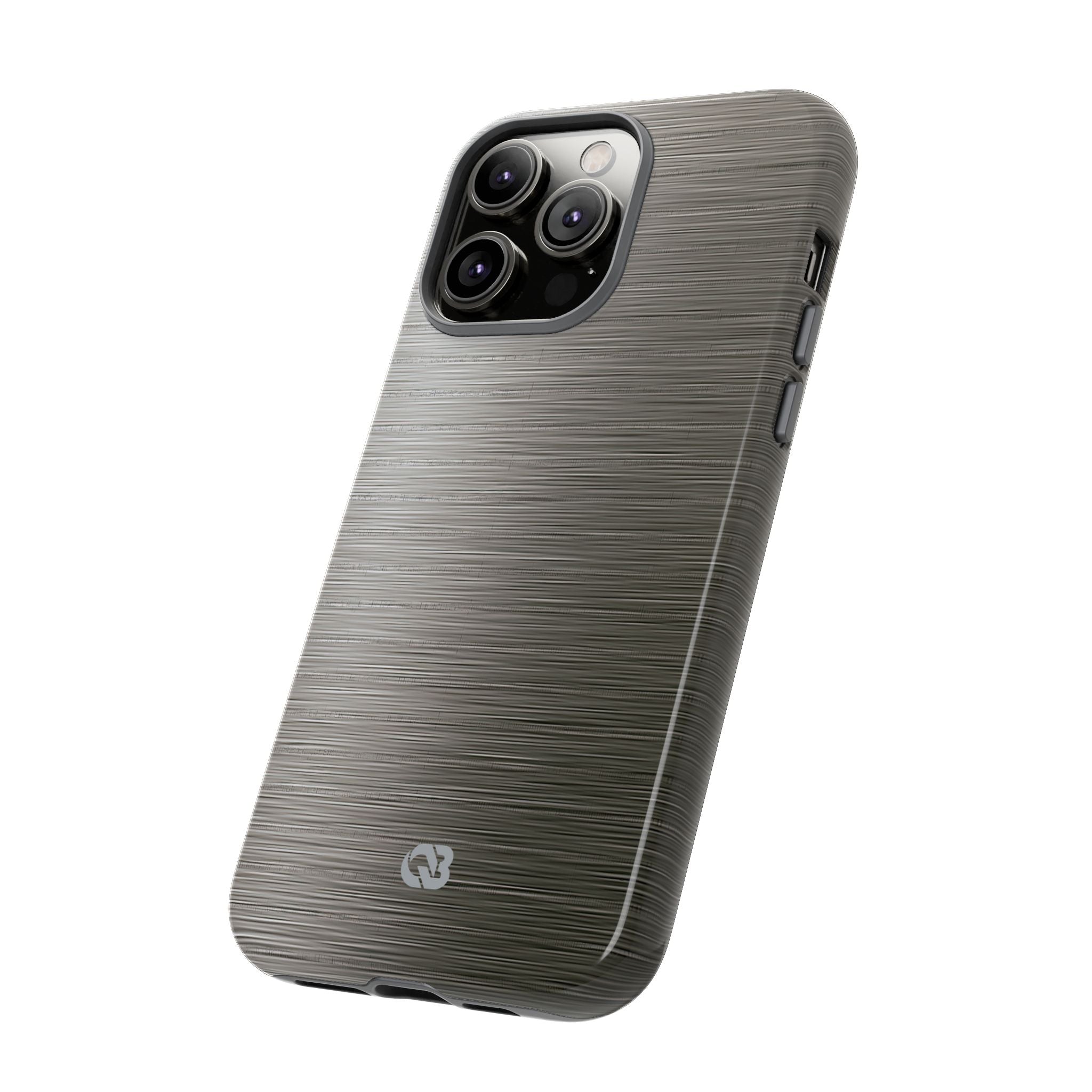 Grey Tough Phone Case for iPhone - Brushed Industrial Steel