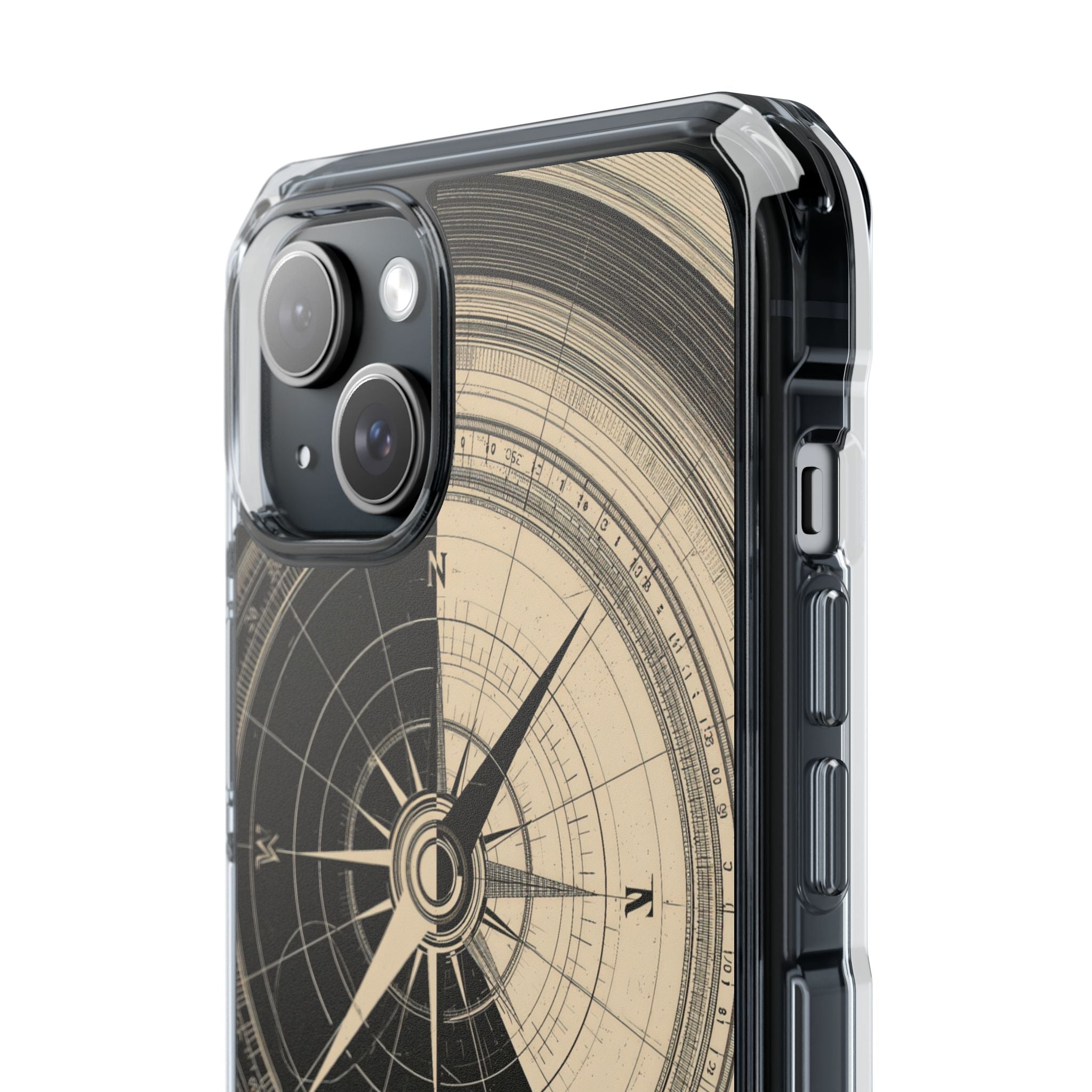 Beige Impact MagSafe Phone Case for iPhone - Obsidian Nautical Blueprint