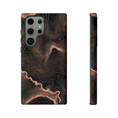 Orange Tough Phone Case for Samsung - Salmon Ridge Topo
