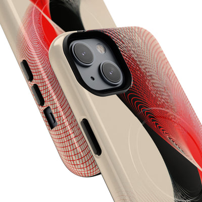 Red Tough 2.0 Magsafe Phone Case for iPhone - Crimson Grid Vortex