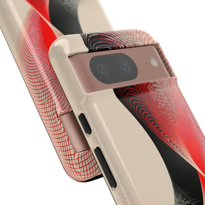 Red Tough Phone Case for Google Pixel - Scarlet Wireframe Helix