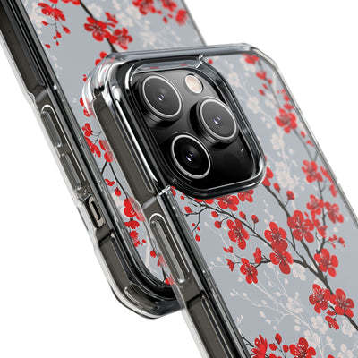 Grey Impact MagSafe Phone Case for iPhone - Crimson Sakura Slate
