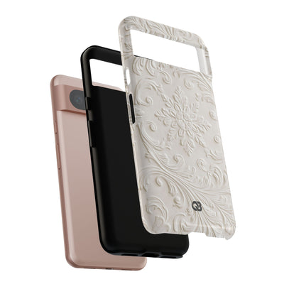 Ivory Baroque Relief · Tough Phone Case for Pixel ·  White