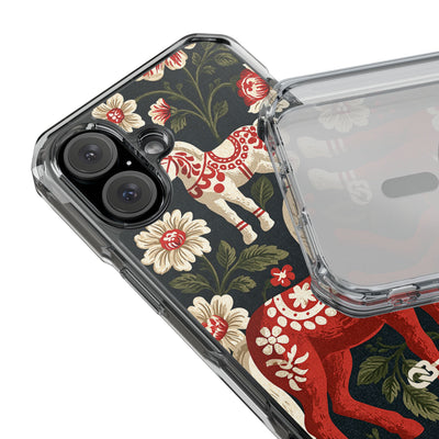 Nordic Dala Meadow · Clear Impact Magnetic Phone Case for iPhone · Red