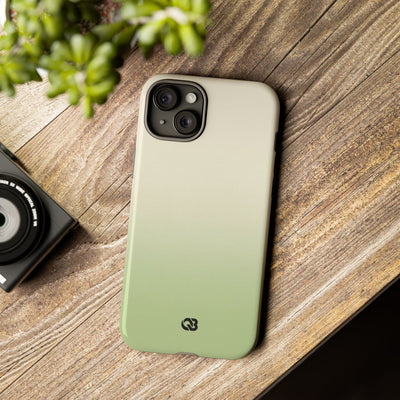 Green Tough Phone Case for iPhone - Bone Sage Fade
