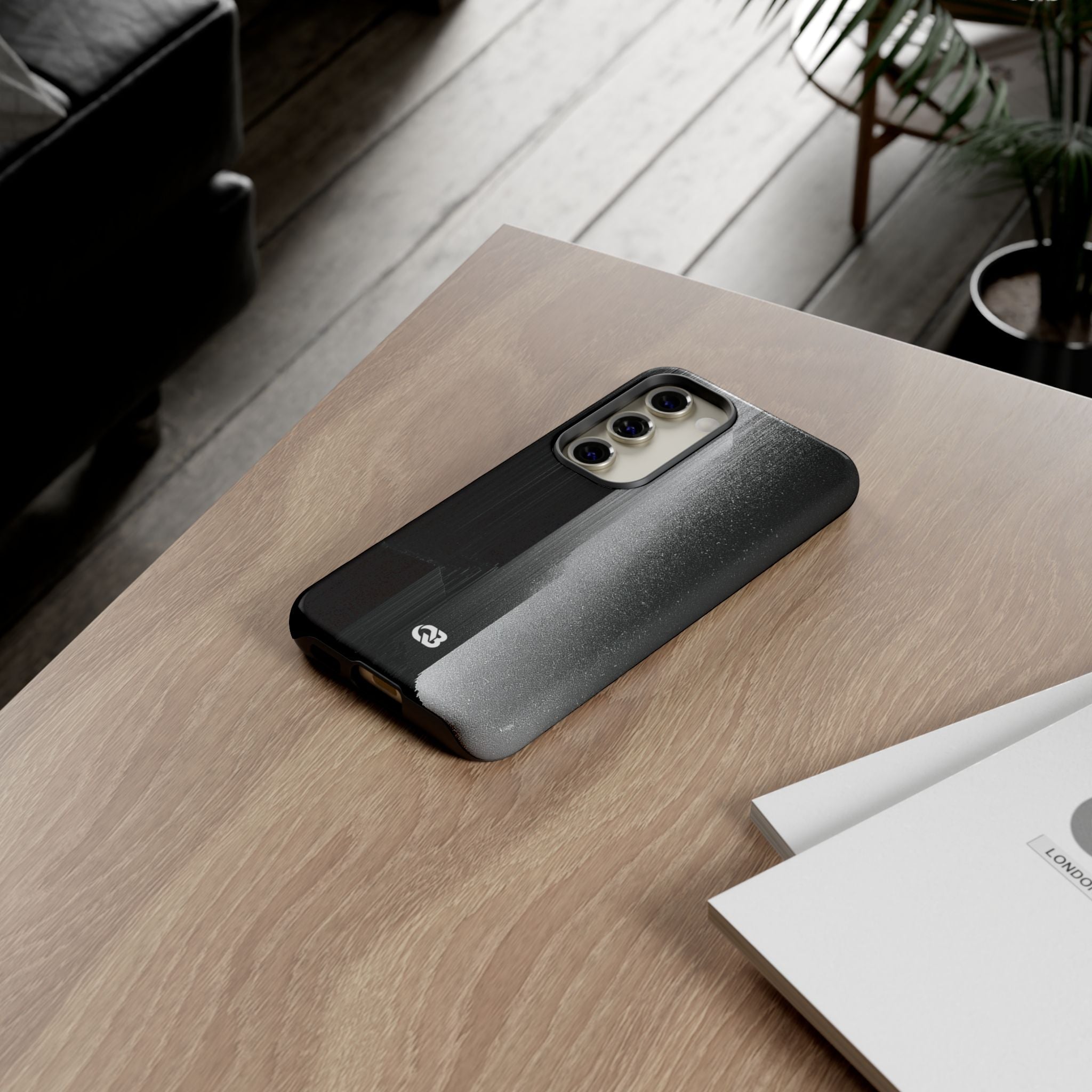 Black Tough Phone Case for Samsung - Brutalist Pixel Monolith