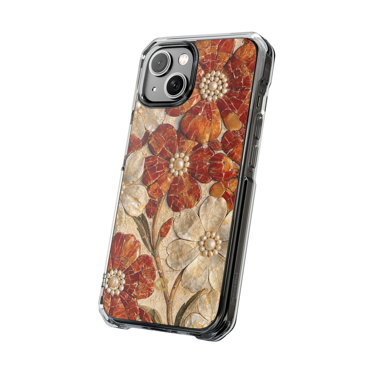 Carnelian Pearl Bloom · Clear Impact Magnetic Phone Case for iPhone · Orange