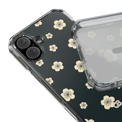 Teal Impact MagSafe Phone Case for iPhone - Obsidian Cream Petals