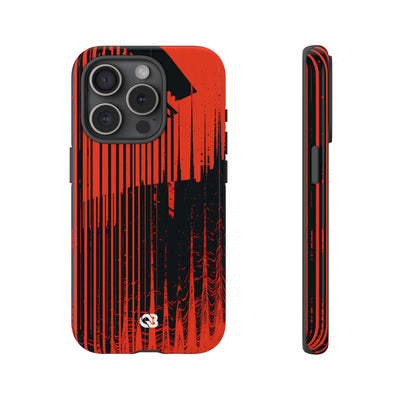 Red Tough Phone Case for iPhone - Crimson Brutalist Distortion