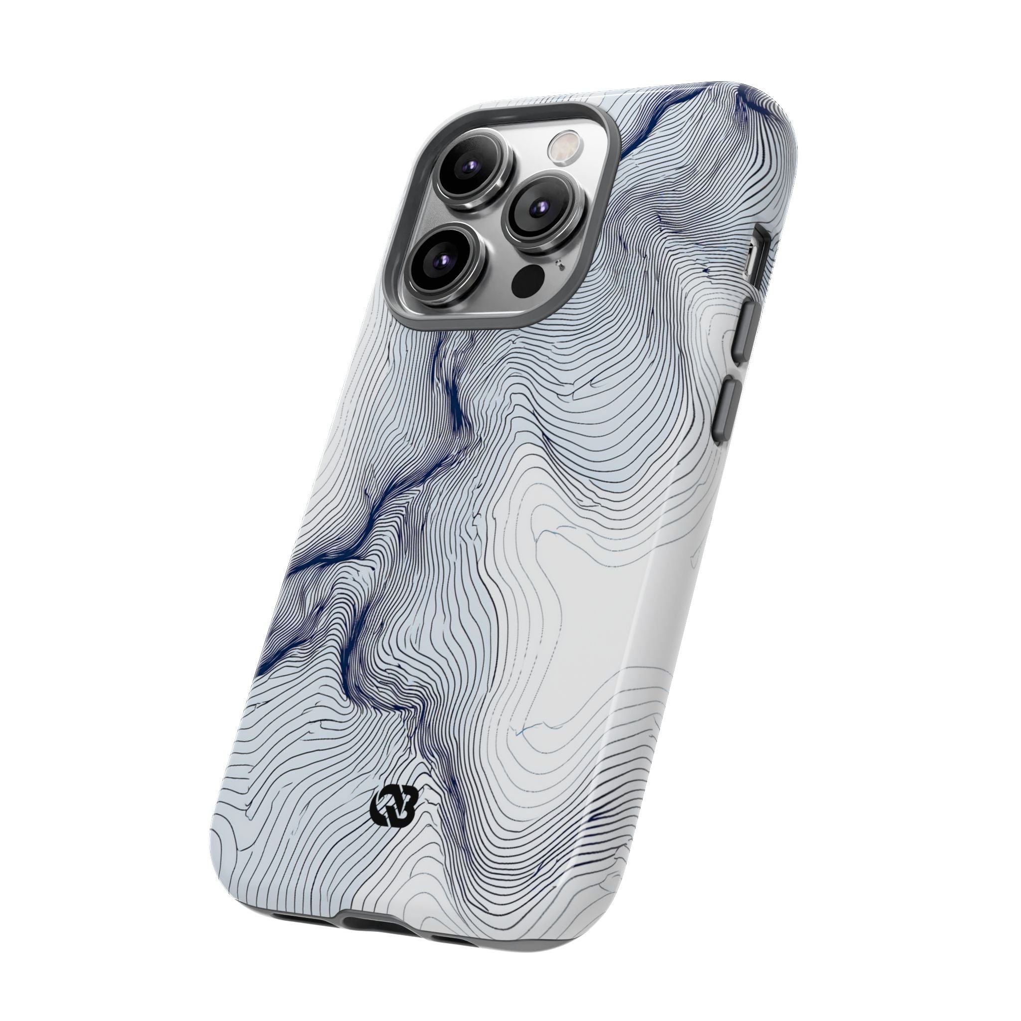White Tough Phone Case for iPhone - Nordic Ridge Topo