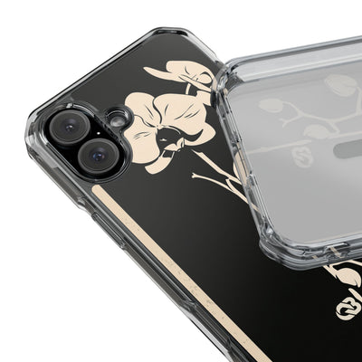 Black Impact MagSafe Phone Case for iPhone - Obsidian Bone Orchid