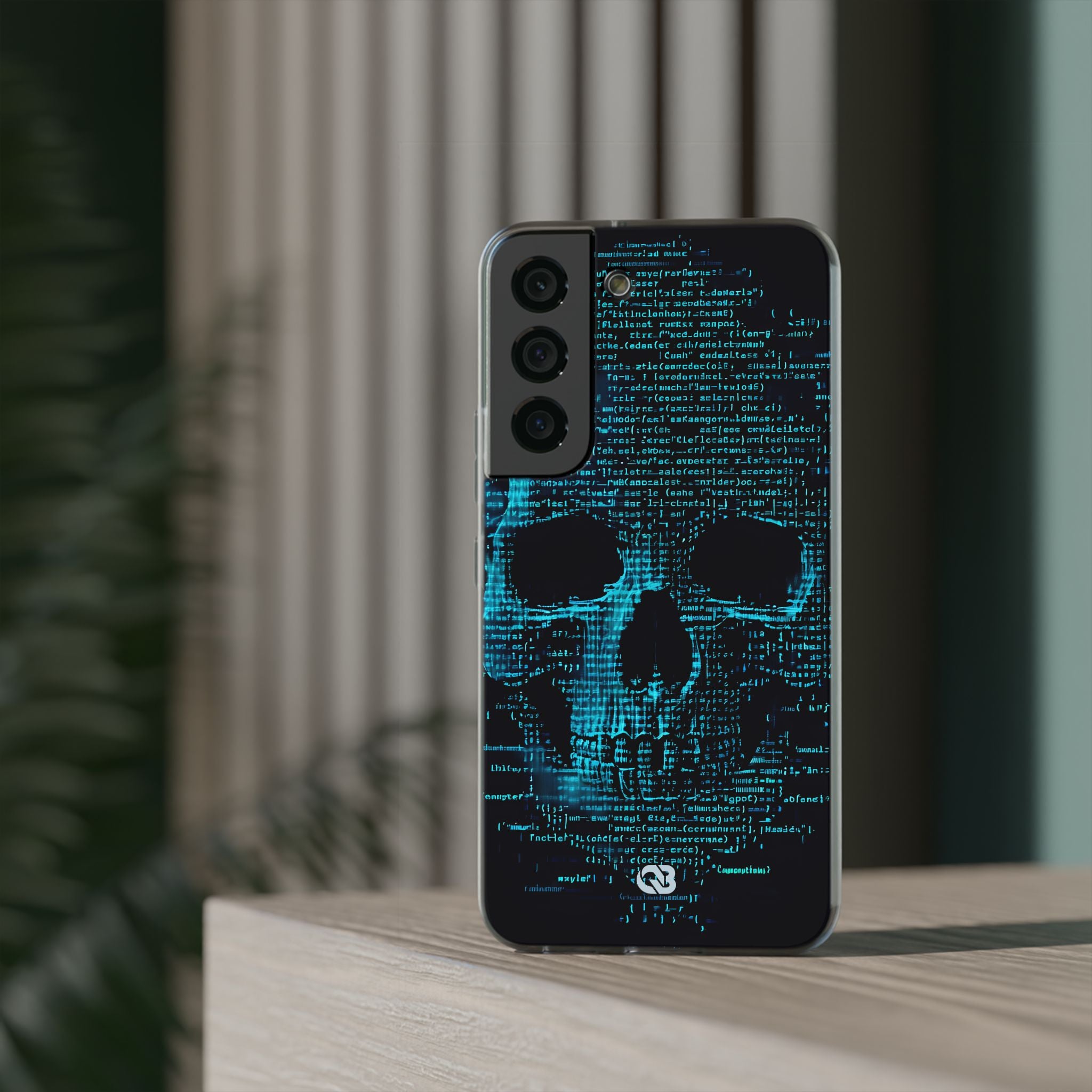 Cyan Glitch Skull · Soft Handyhülle für Samsung