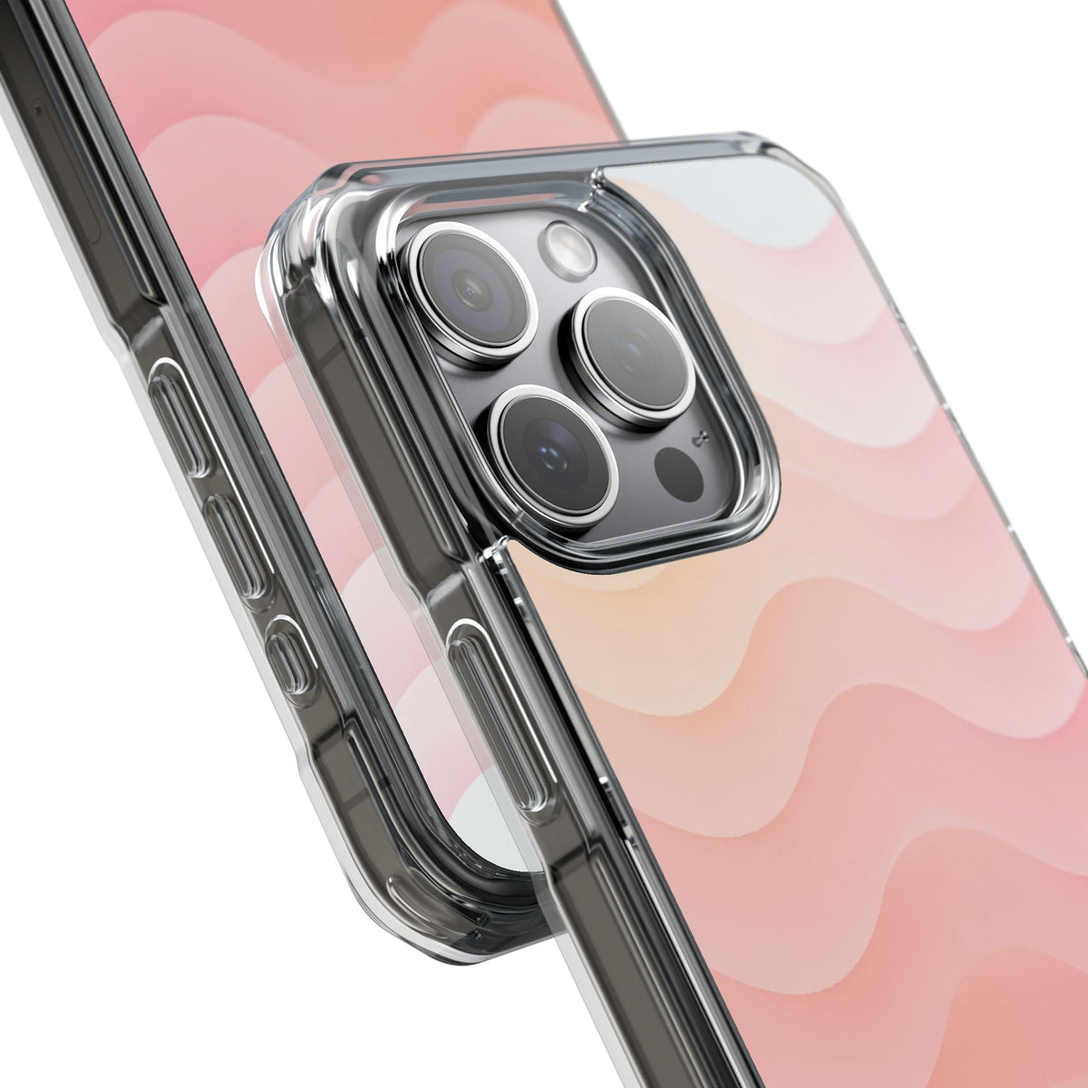 Blush Horizon Waves · Clear Impact Magnetic Phone Case for iPhone · Pink