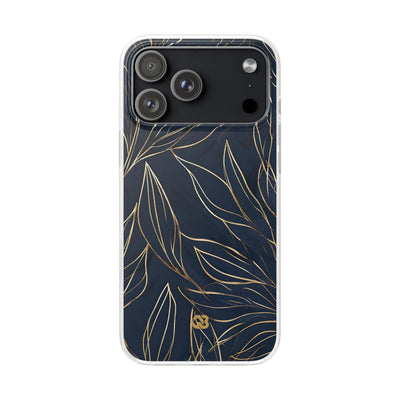 Gilded Navy Foliage · Soft Phone Case for iPhone