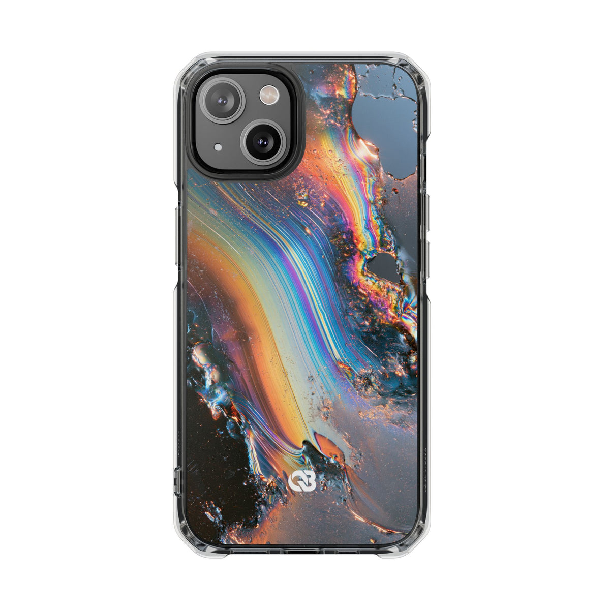 Prismatic Aura Flow · Clear Impact Magnetic Phone Case for iPhone · Blue
