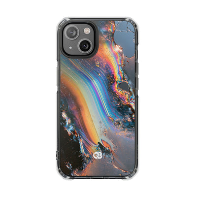 Prismatic Aura Flow · Clear Impact Magnetic Phone Case for iPhone · Blue