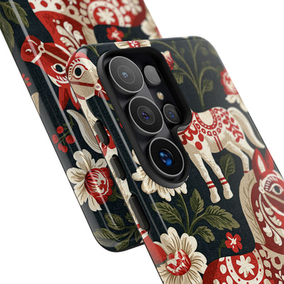 Nordic Dala Meadow · Tough Phone Case for Samsung · Red