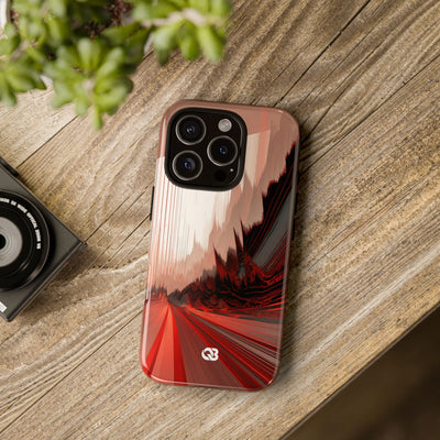 Red Tough Phone Case for iPhone - Crimson Pulse Horizon
