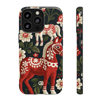 Nordic Dala Meadow · Tough Phone Case for iPhone · Red