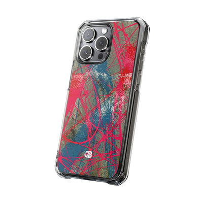 Neon Static Drip · Clear Impact Magnetic Phone Case for iPhone · Pink