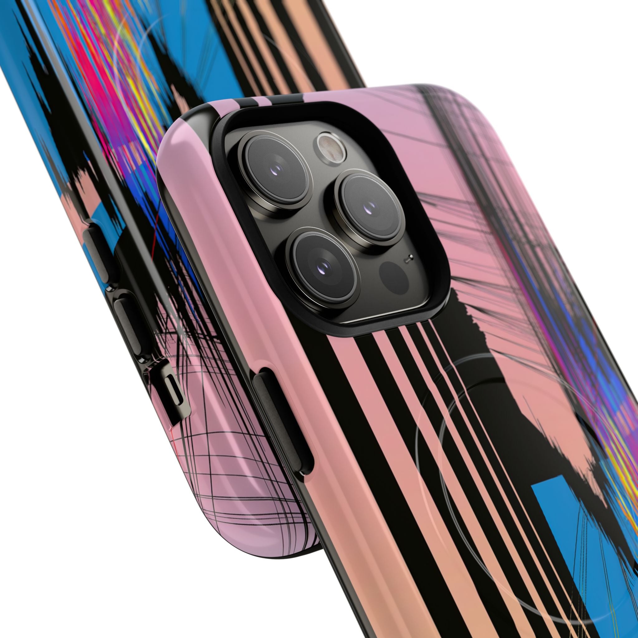 Blue Tough 2.0 Magsafe Phone Case for iPhone - Fractured Data Skyline