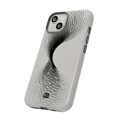 White Tough Phone Case for iPhone - Linear Torsion Grid