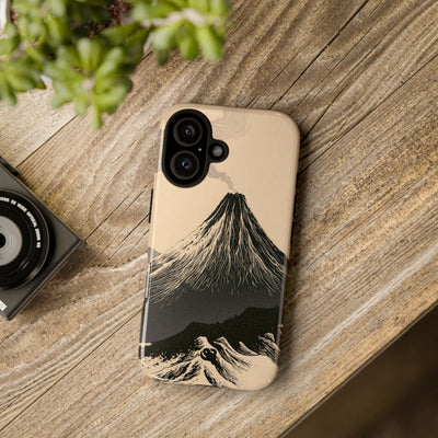 Beige Tough Phone Case for iPhone - Obsidian Ink Summit