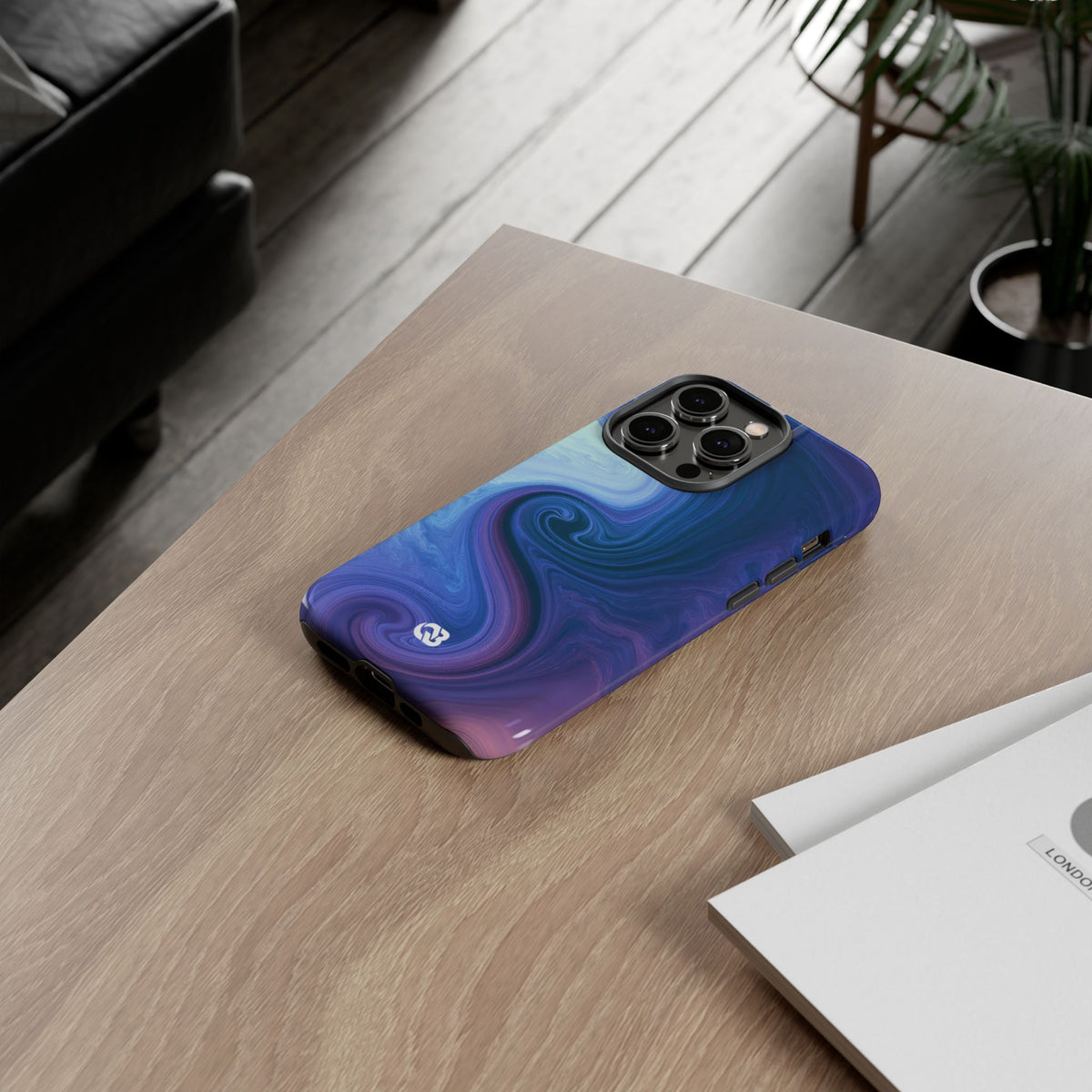 Azure Fluid Swirl · Tough Phone Case for iPhone · Blue