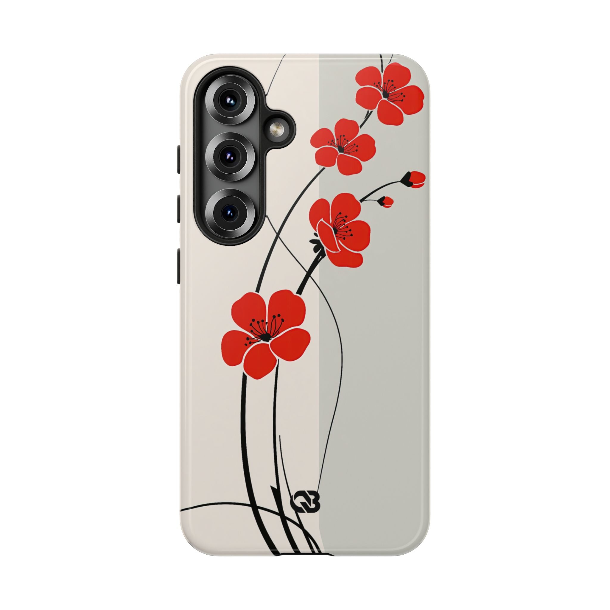 Beige Tough Phone Case for Samsung - Scarlet Ink Petals