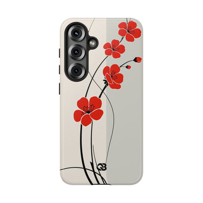 Red Tough Phone Case for Samsung - Crimson Plum Ink