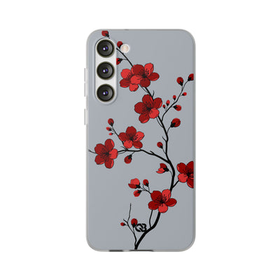 Grey Lite Phone Case for Samsung - Crimson Blossom Onyx