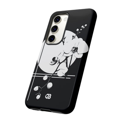 Black Tough Phone Case for Samsung - Lunar Orchid Grid
