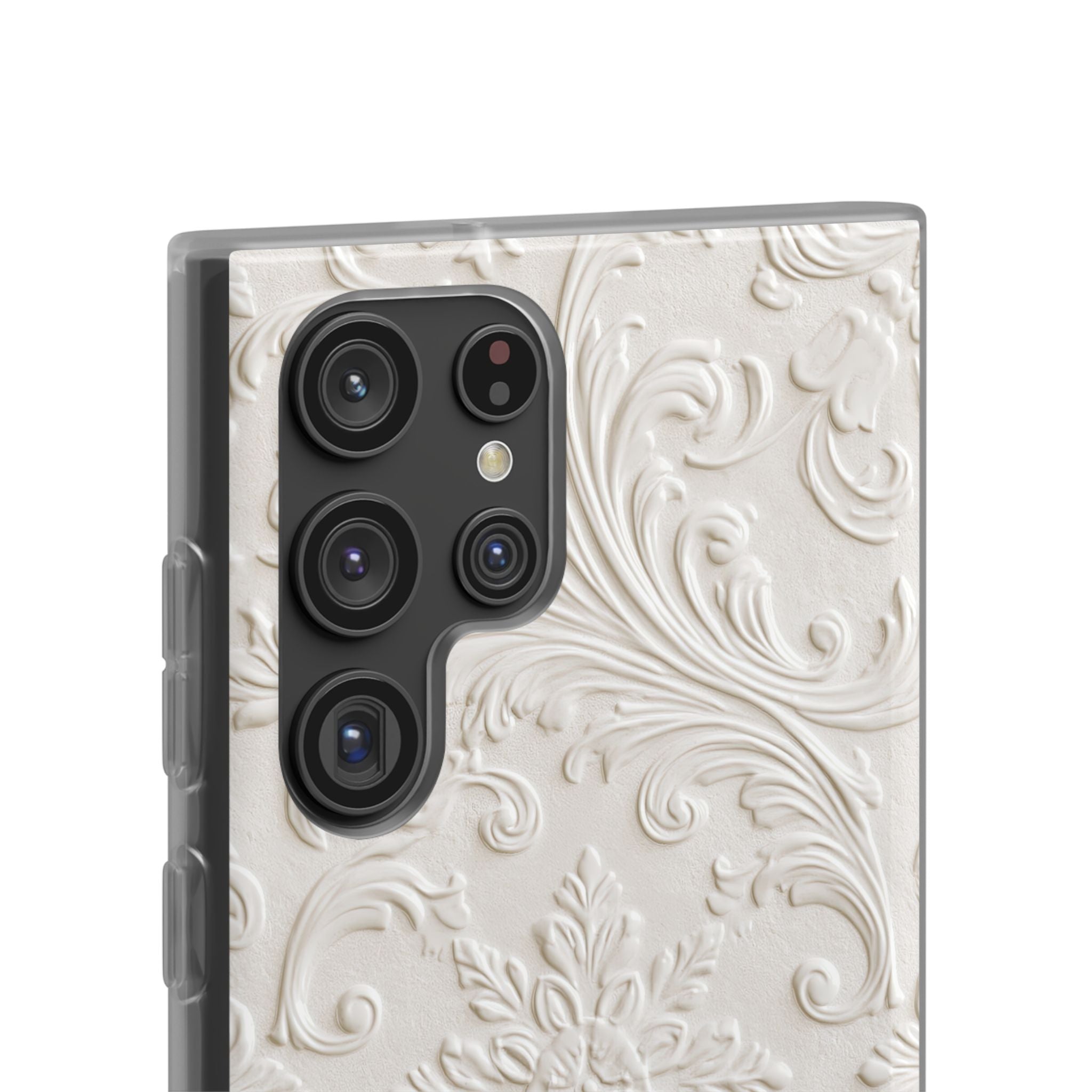 White Lite Phone Case for Samsung - Alabaster Floral Relief