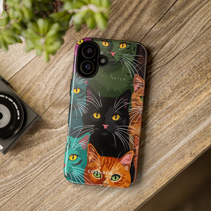 Cat Grid Teal iPhone 16 Plus Case - Tough
