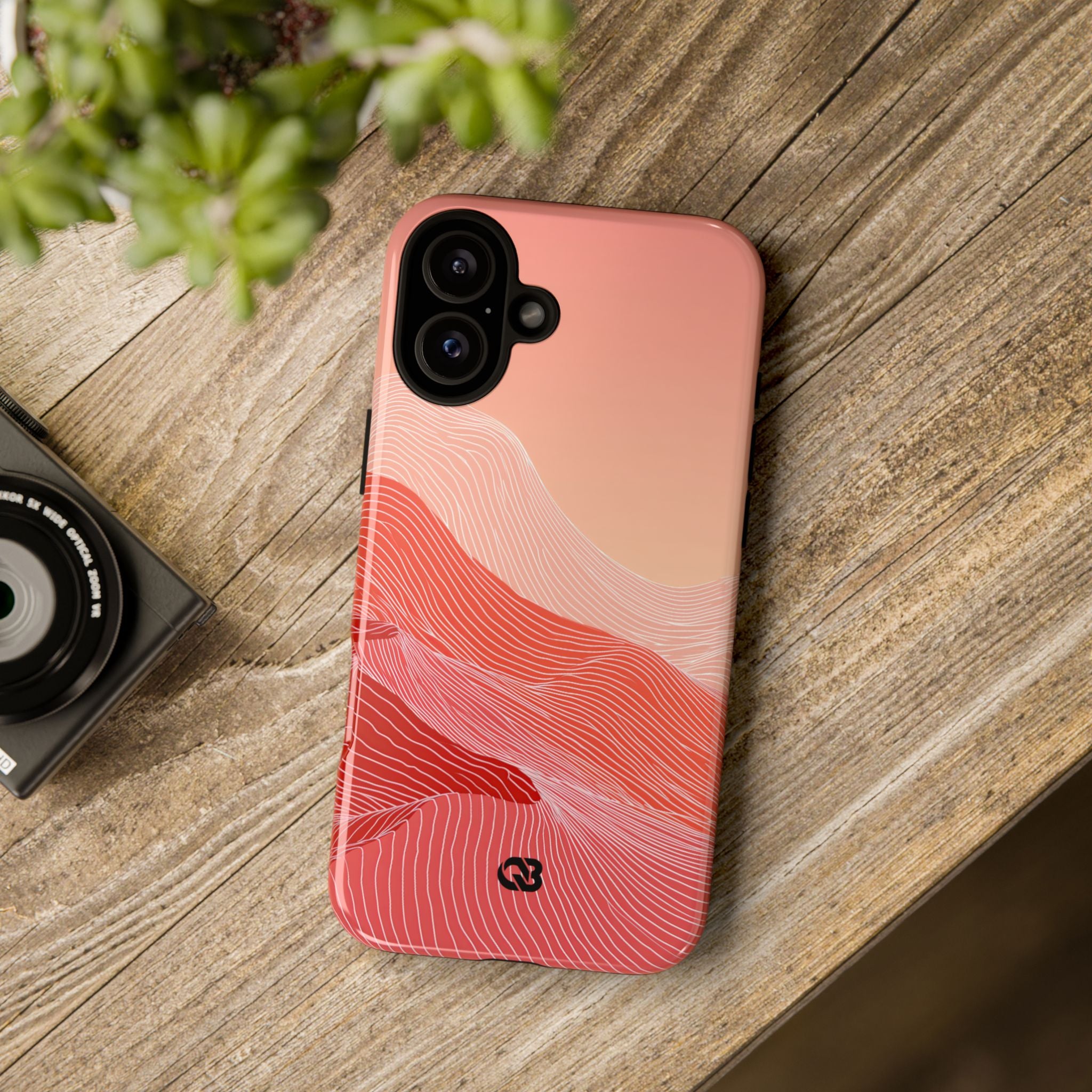 Red Tough Phone Case for iPhone - Crimson Ridge Contour
