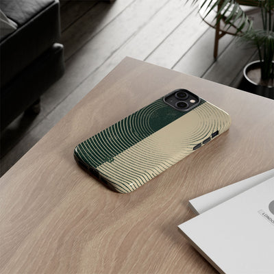 Green Tough Phone Case for iPhone - Evergreen Split Grain
