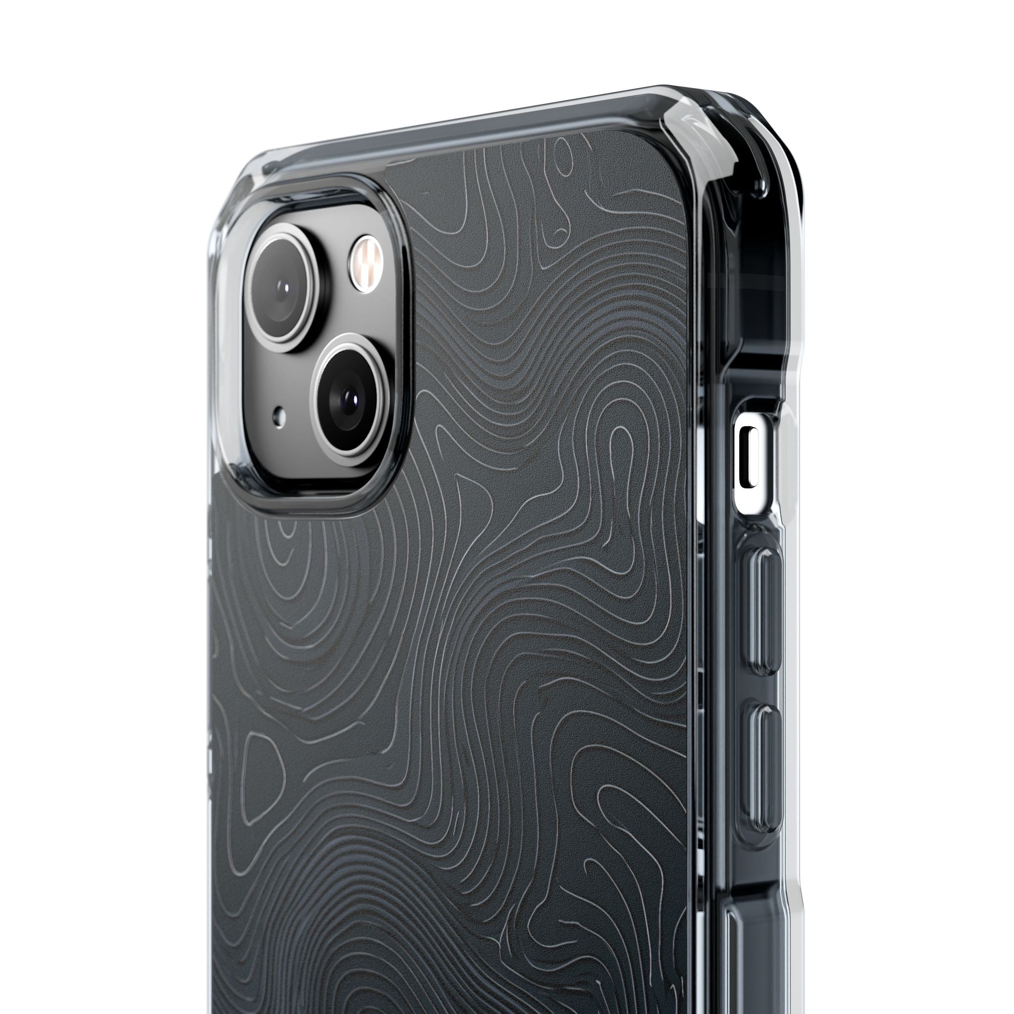 Black Impact MagSafe Phone Case for iPhone - Obsidian Ridge Topo