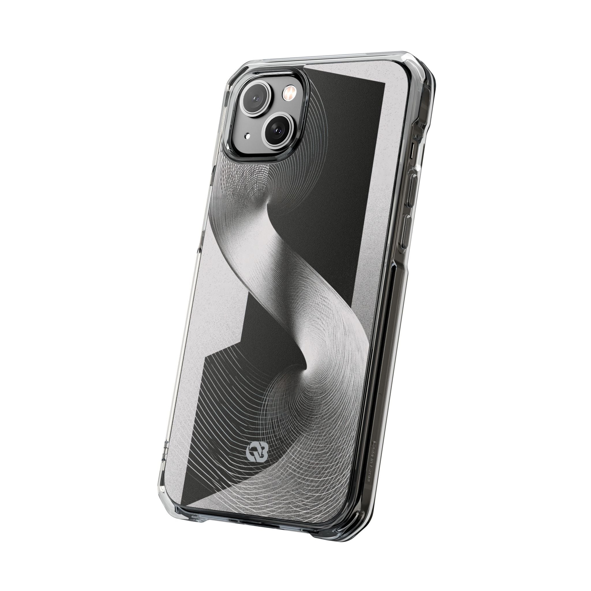 Grey Impact MagSafe Phone Case for iPhone - Obsidian Moiré Wave