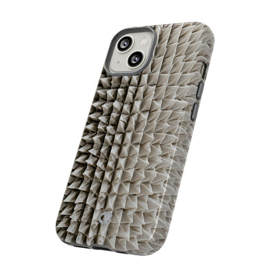 Beige Tough Phone Case for iPhone - Bone Spiked Grid