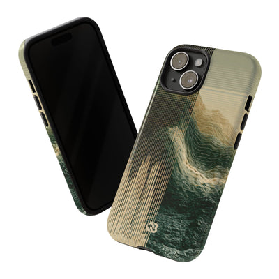 Beige Tough Phone Case for iPhone - Veridian Data Ridge