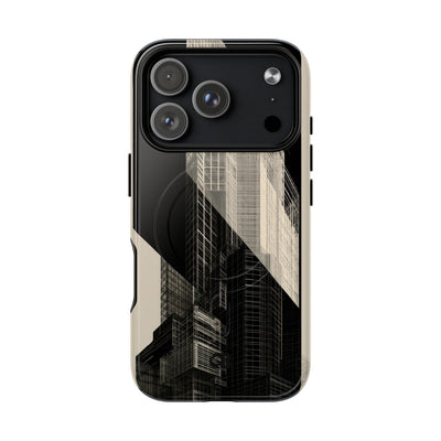 Beige Tough 2.0 Magsafe Phone Case for iPhone - Monolith Urban Grid